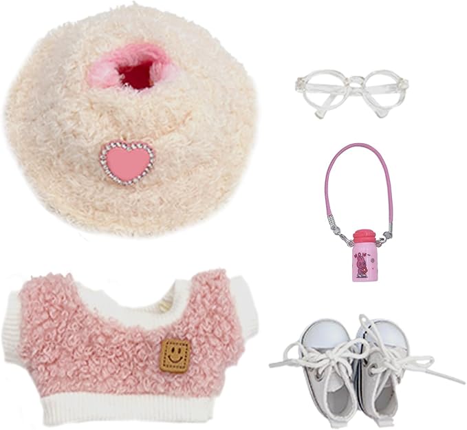 Doll Clothes Set, 5PC Pink Clothes for 15/17 cm Dolls, Fashion Exquisite Accessories for Doll, Luxury Chic Doll Clothing, Stylish Outfit for Boys Girls Birthday Collectors