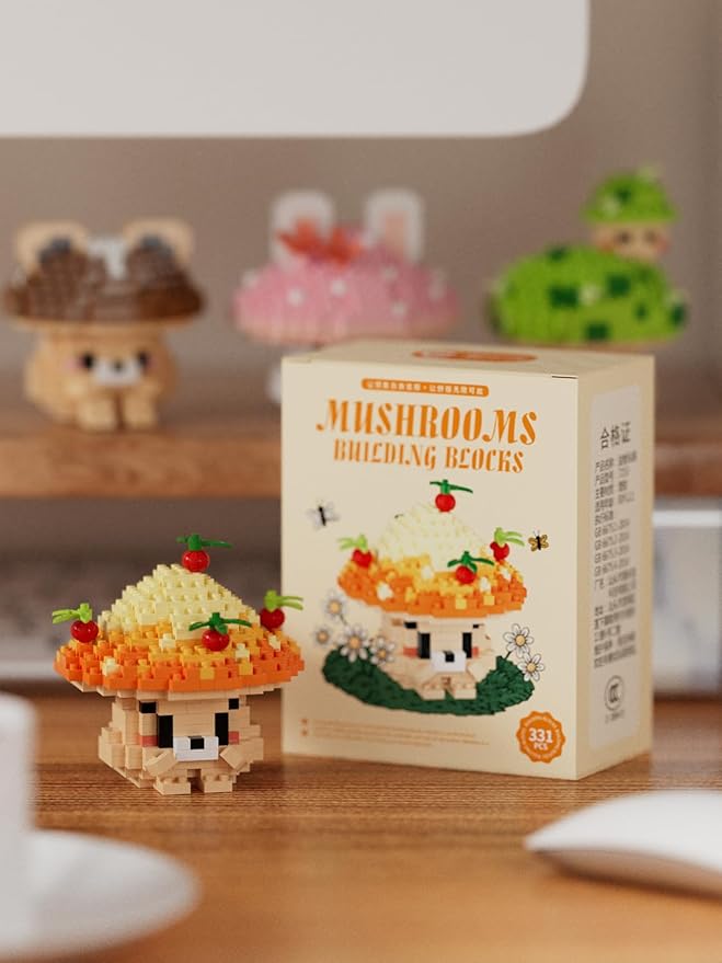 Jam Mushroom Mini Cute Mushroom Animals Building Toy Set Adorable Plant Blocks for Creative Play Bonsai Botanical Collection