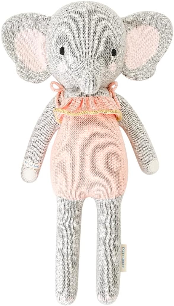 cuddle + kind Eloise The Elephant Little 13" Hand-Knit Doll – 1 Doll = 10 Meals, Fair Trade, Heirloom Quality, Handcrafted in Peru, 100% Cotton Yarn