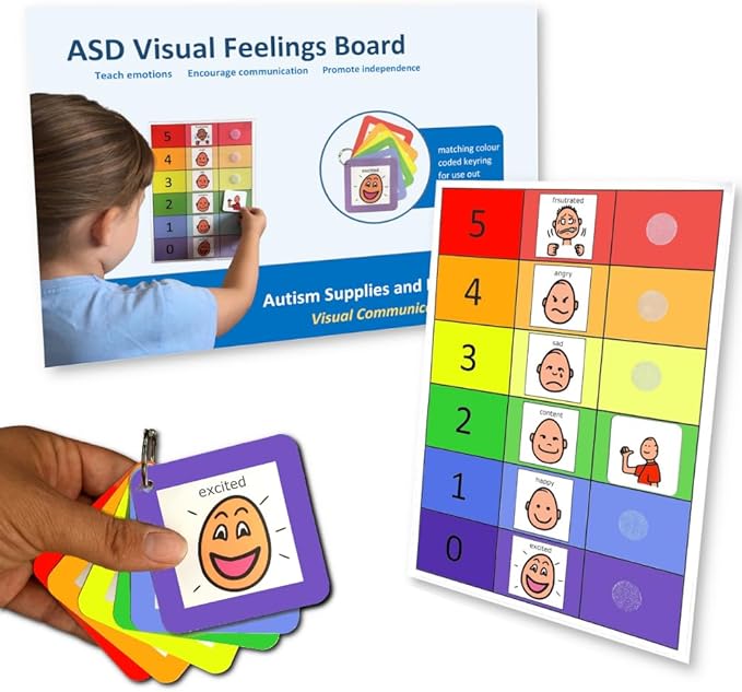 How do You Feel Feeling Chart - Premium Durable Plastic –Communication Cards –Visual Schedule Kids –Special Education Classroom –Autism Learning (English)