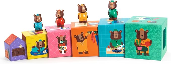 DJECO TopaniHouse Wooden Blocks - Build a Farmhouse & Animal Toys for Home, School or Gifts - Fun & Creative for Family & Friends - Playful, Educational Toys for Preschool, Kids Months 18+
