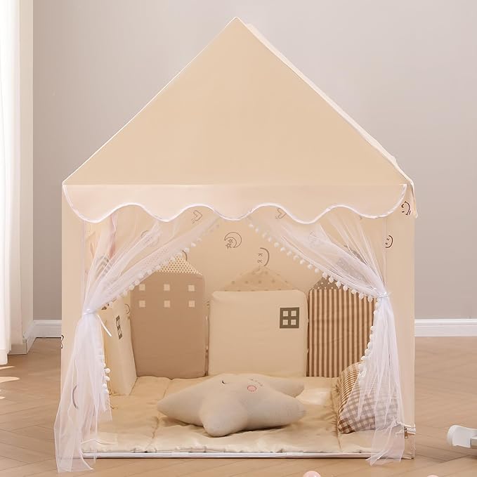 Kids' Play Tents Children's Play Tent Neutral Color Boys Girls Playhouse Toddler Indoor Secret Base Outdoor Camping Toy House Children's Birthday