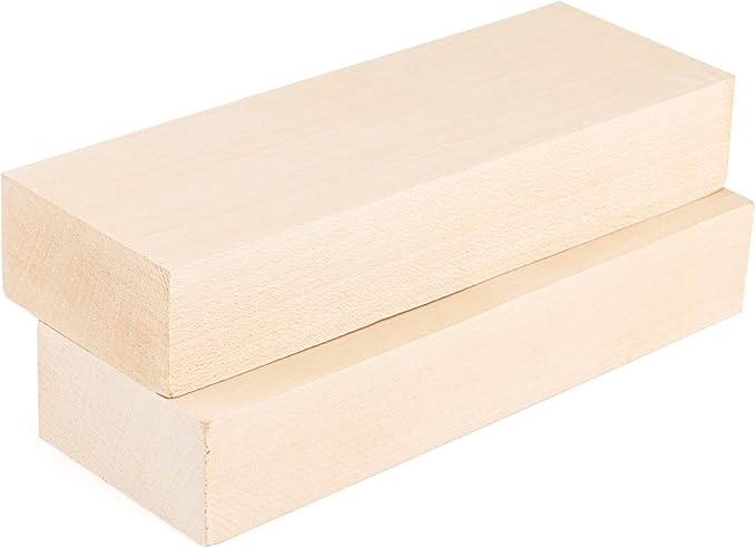 SOUJAP 2 Pack 10 x 3.5 x 1.7 Inch Basswood Carving Blocks, Unfinished Wood Blocks, Soft Solid Wood Whittling Blocks for Carving, Crafts