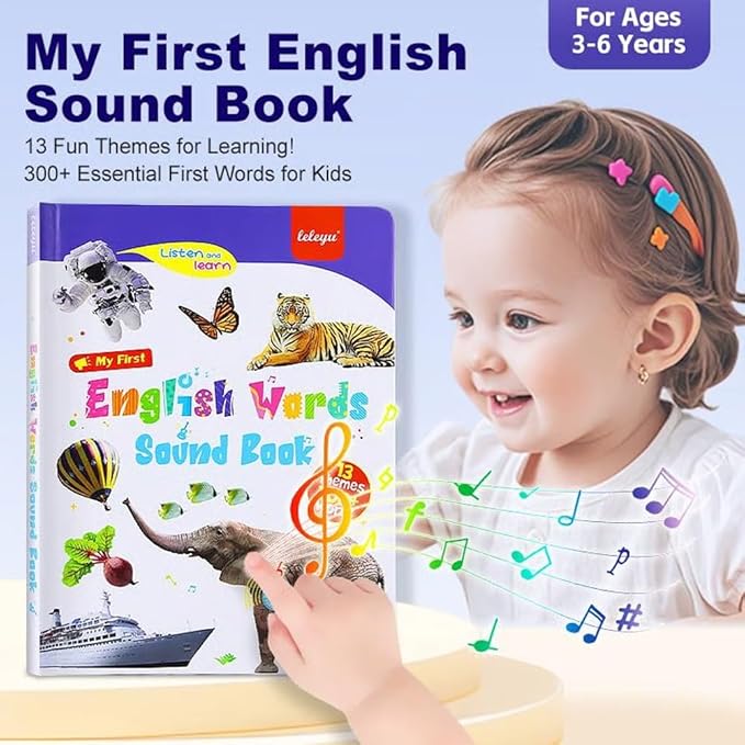 My First English Words Sound Book – 470+ Words, 21 Themes, English Learning Talking Book Toys for Kids 3 4 5 6 Years Old Learn ABC Singing and Speech Music Toy for Babies(3-9Y)