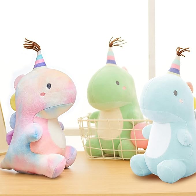 Stuffed Animal Plush Toys, Cute Dinosaur Toy, Soft Dino Plushies for Kids Plush Doll Gifts for Boys Girls (Colorful, 13.8 Inch)