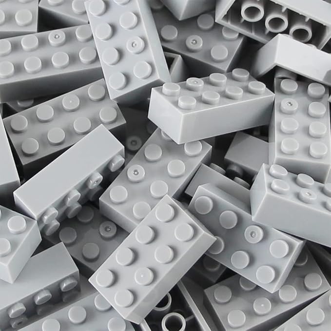 500 Piece Gray 2x4 Bricks Bulk, Classic Grey Building Block Flat, Compatible with Lego Parts and Pieces, MOC Building Bricks DIY Play Set for Kids Age 6+
