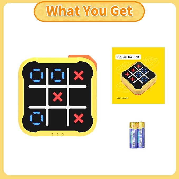 4 in 1 Handheld Tic Tac Toe Game, Electronic Digital Puzzle Game Console with Memory Flash, Whack-a-Mole, Portable Travel Toy Gift for Kids & Adults