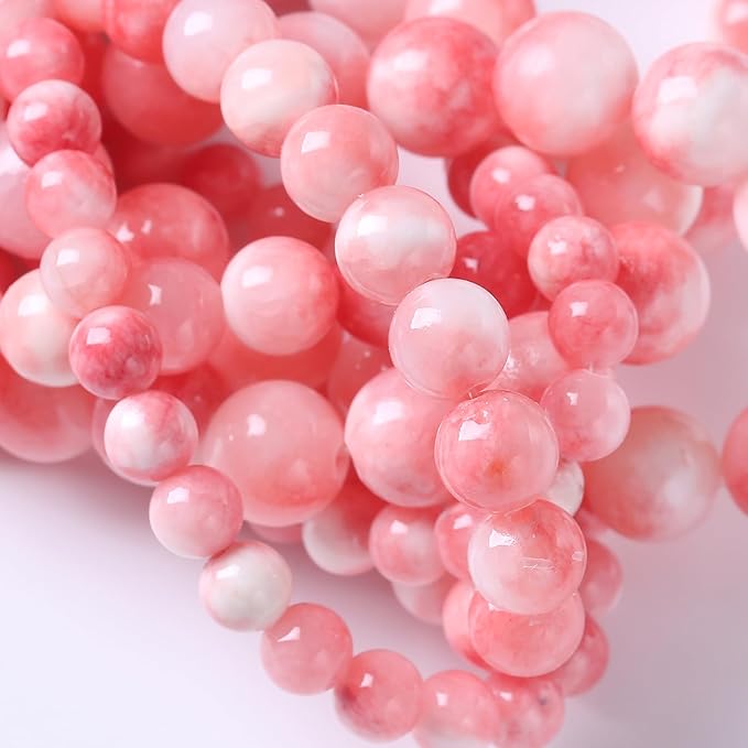750PCS 10MM Pink Persian Jade Spacer Loose Beads for Jewelry Making DIY Bracelet Necklace 2 Strands