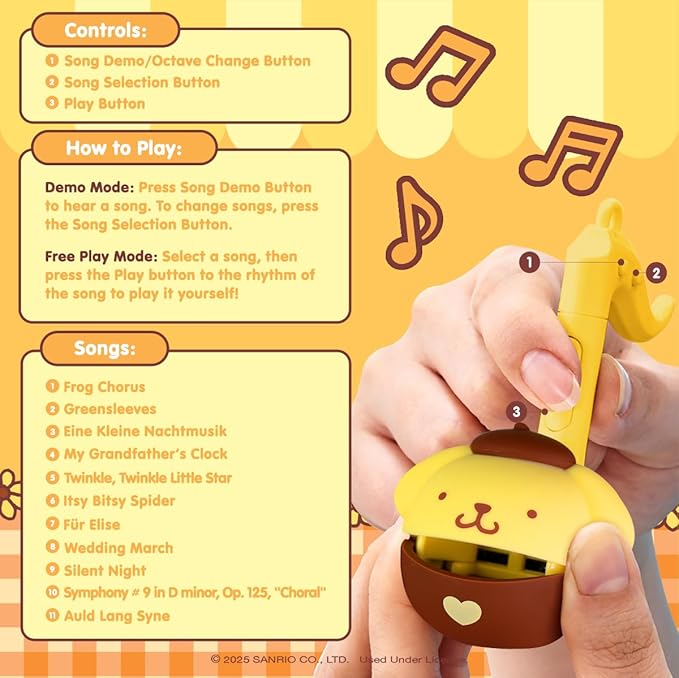 Otamatone Melody Hello Kitty and Friends Electronic Portable Music Instrument / Synthesizer Toy from Japan by Maywa Denki [English Instructions] - Pompompurin