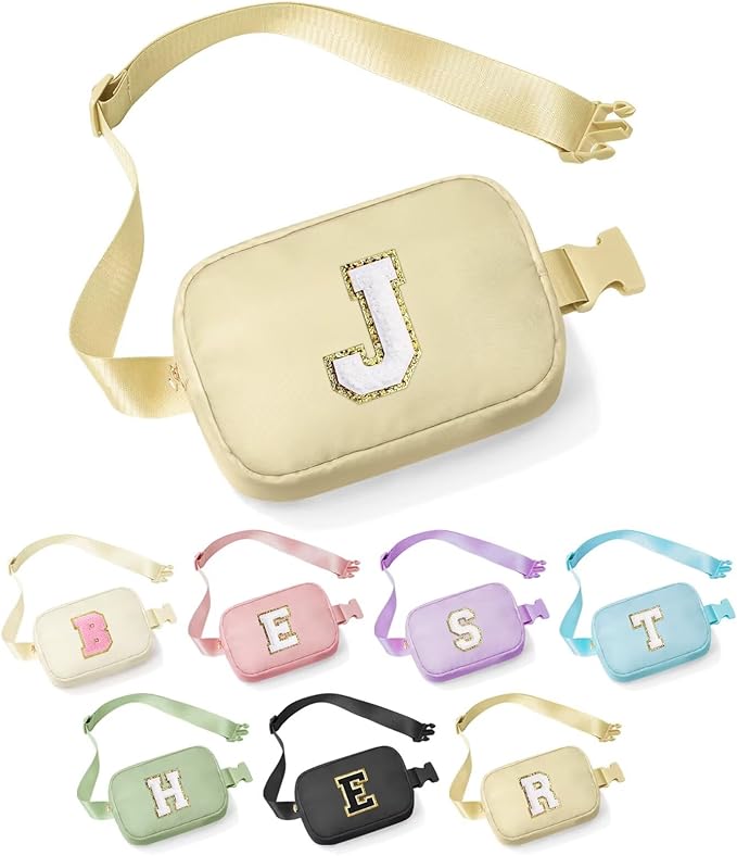 YOOLIFE Friendship Birthday Gift for Women - Khaki Initial Crossbody Belt Bag J