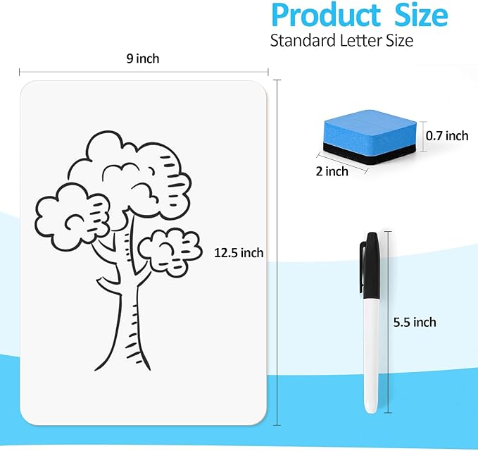 Dry Erase LapBoards, PANDRI 6 Pack Double Sided 12.5 x 9 Inch Whiteboards with 6 Erasers and 6 Markers, Dry Erase Boards for Office Students Classroom Teacher Supplies