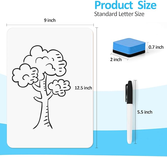 Dry Erase LapBoards, PANDRI 12 Pack Double Sided 12.5 x 9 Inch Whiteboards with 12 Erasers and 12 Markers, Dry Erase Boards for Kids Students Classroom Teacher Supplies