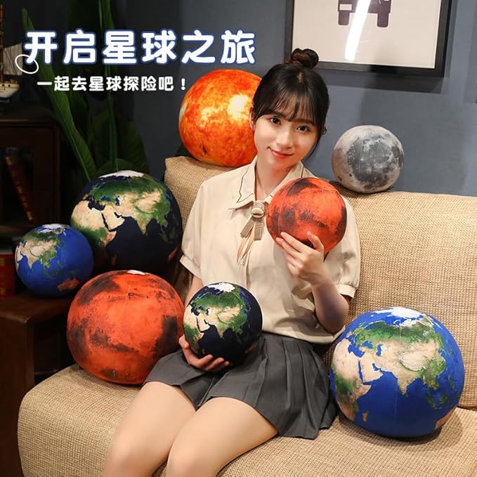 Ultra-ealistic 3D Planet,Moon,Earth,The Sun,Pillow Plush Toys,for Kids Teens Adults, for Teachers and Parents, Educational Toy Learning, 10.6 in (The Earth)
