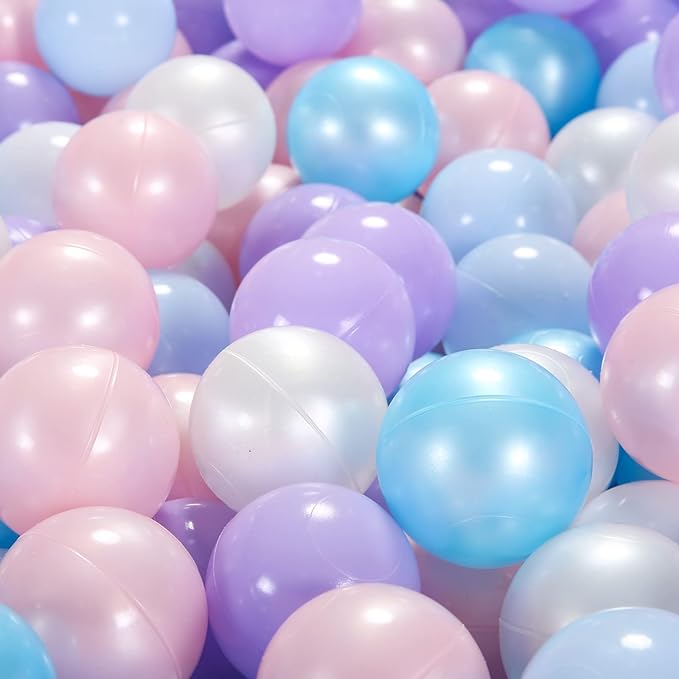 Ball Pit Balls Pack of 100 200 500 - Star and Round Set BPA Free Phthalate Free Non-Toxic Crush Proof Play Balls Soft Plastic Balls for Toddlers Baby Kids Birthday Pool Tent Party