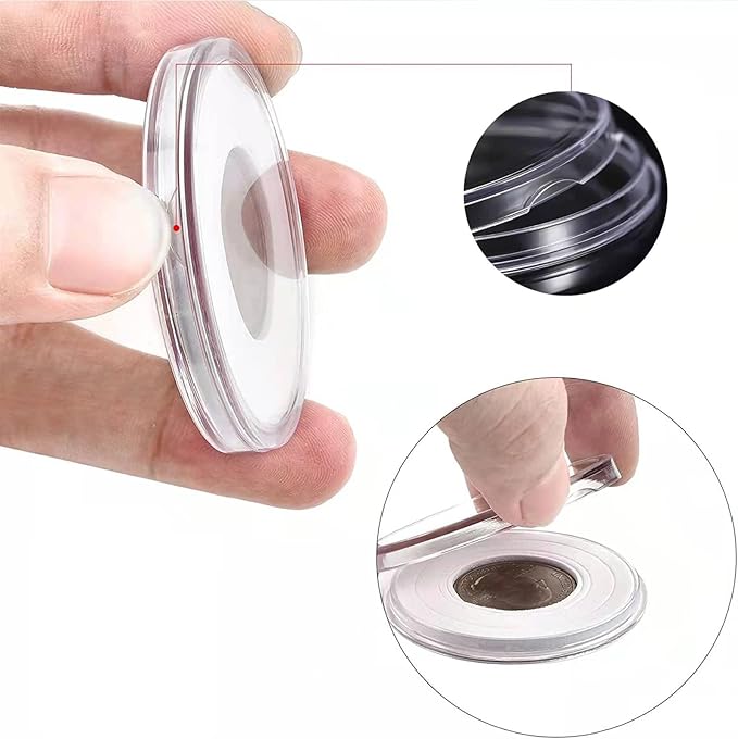 20-46 mm Wooden Coin Holder, 120 Pcs Highly Transparent Coin Capsules with Foam Gasket, Coins Collector Case Holder, Professional Coin Storage Case Box for Coin Collection (Bronze)