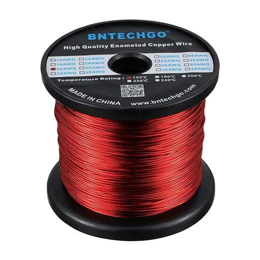 BNTECHGO 20 AWG Magnet Wire - Enameled Copper Wire - Enameled Magnet Winding Wire - 3.0 lb - 0.0315" Diameter 1 Spool Coil Red Temperature Rating 155℃ Widely Used for Transformers Inductors