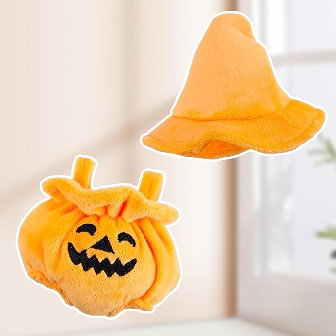 17cm Doll Clothes Set,2 Piece with Cute Pumpkin Dolls Outfits for a Spooky Halloween Dressed-Up Look, Fashion Handmade Accessories for Dolls (Doll Not Included) Halloween Pumpkin Set