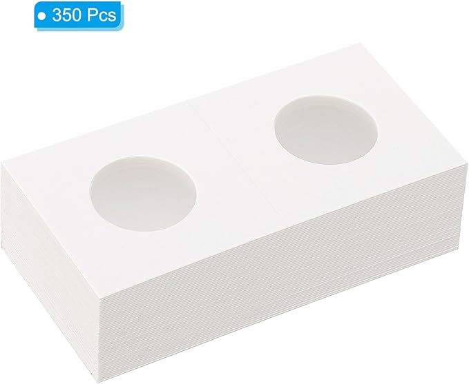 PATIKIL 2x2 Coin Flips, 350 Pack 25mm Cardboard Coin Holder Paper Coin Holders for Coin Collection Supplies Collector, White