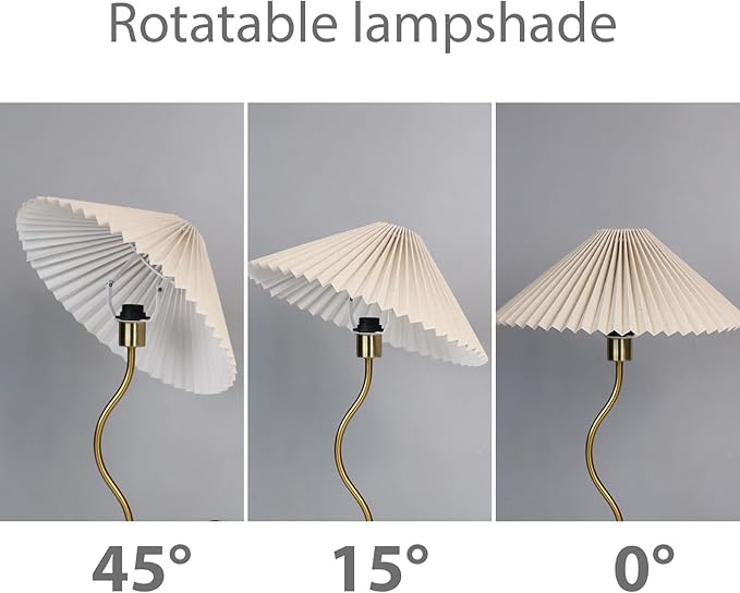 KUNJOULAM Small Pleated Table Lamp, Bedside Nightstand Lamp with Beige Lampshade, Morden Mini Lamp for Bedroom Home Office Decor, E12 Bulb Included