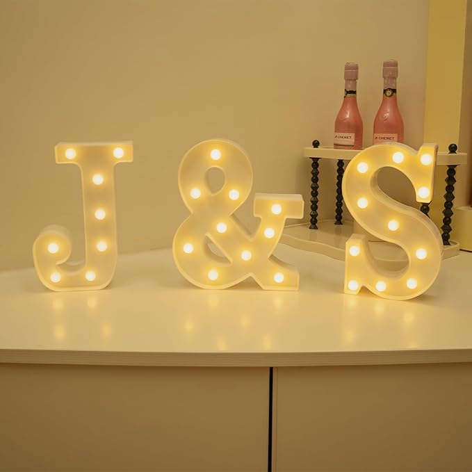 Foaky LED Letter Lights Sign Marquee Light Up Letters Sign for Night Light Wedding/Birthday Party Battery Powered Christmas Lamp Home Bar Decoration(S)