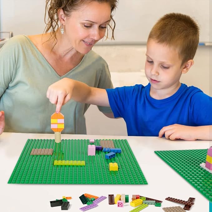 Lekebaby Classic Baseplates Building Base for Building Bricks 100% Compatible with Major Brands-Baseplate 10" x 10", Pack of 12, Green