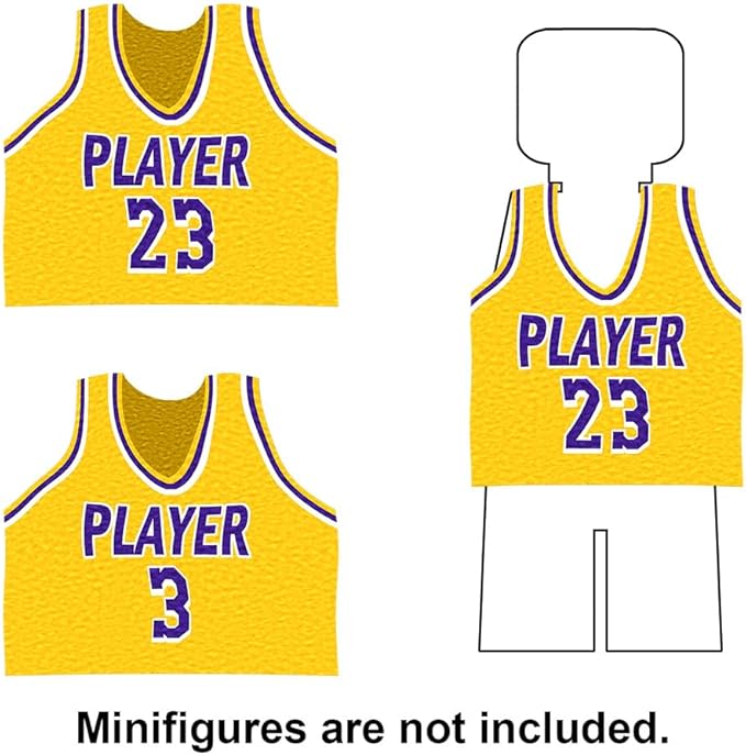 Building Blocks - Basketball Court Baseplates and Sets of 2 Basketball Hoop Basketball Goal Building Bricks for Basketball Game - Compatible with Major Brands (Basketball Playset/Yellow)