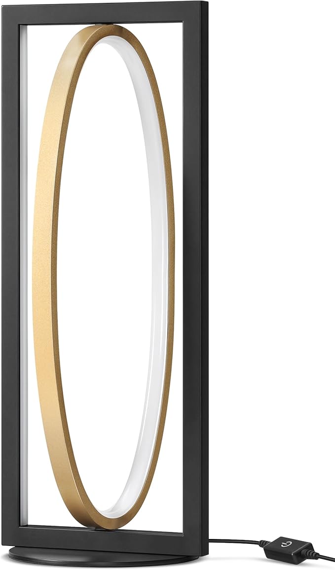 Modern LED Table Lamp, Dimmable Minimalist Bedside Lamp, 3 Color Temperatures, Angle Adjustable, Cute Desk Lamp, Nightstand Lamp for Living Room, Bedroom, Office, Black and Gold D62TL05