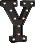 Foaky Black LED Letter Lights for Room Decor - Bedroom Wall Decor, Alphabet Lights for Home, Wedding, Party - Battery Operated （Y）