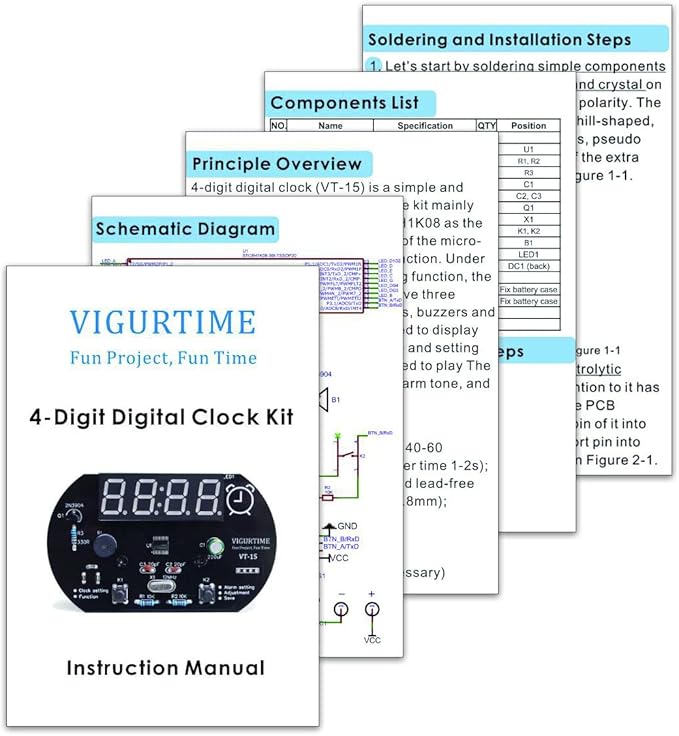 4-Digit Digital Clock Soldering Project Kit for Learning Practicing Teaching Electronics, Great STEM Project and Gift