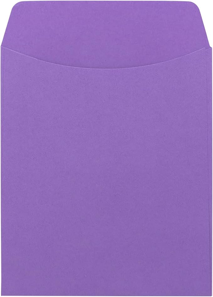 Hygloss 30 Library Card Pockets 3.5x5 Inch - Non-Adhesive Pocket Envelopes - Violet - Classroom Envelope Pockets - Ideal for Organizing - Colorful Small Library Book Pocket