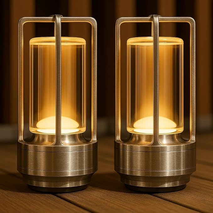 Klarako Crystal Lantern Lamp – Modern Cordless Rechargeable Bedside & Outdoor Light, Portable Wireless Lamp – Dimmable Touch Control – Luxury Living Room & Hotel-Style Lighting (Gold, 20-Pack)