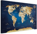 artgeist Canvas Wall Art Print World Map 35x24 in - 1pcs Home Decor Framed Stretched Picture Photo Painting Artwork Image World Travel Map k-A-0107-b-a