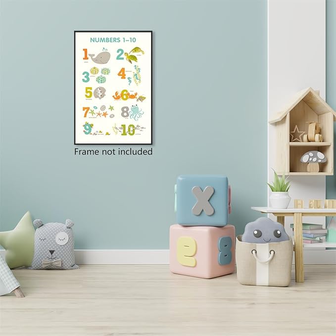 xbsifyiooa Number 1-10 Poster for Toddlers, Learning & Educational Numbers Posters for Toddlers 1-3, Kids Learning Posters, Cute Animal Numbers Chart Preschool Wall Posters For Kids 16x24in Unframed
