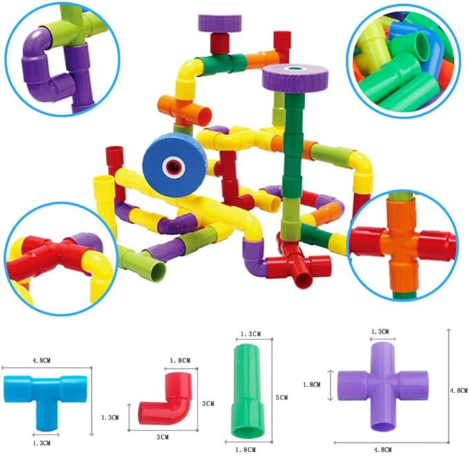 STEM Building Blocks Toy, Plastic Tube Locks Construction Building Blocks Set Educational Tube Learning Toy for Boys Girls