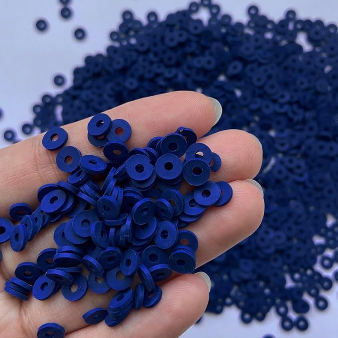 3000Pcs Clay Beads Flat Round Polymer Bead Vinyl Heishi Beads Flat Round Polymer Bead for Jewelry Making Necklace Bracelet (31-Navy Blue)