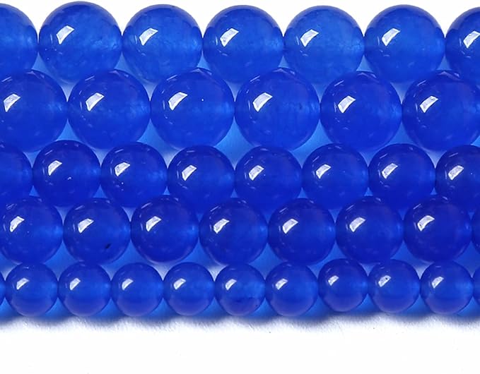 90PCS 8MM Deep Blue Chalcedony Natural Stone Loose Beads for Jewelry Making DIY Bracelet