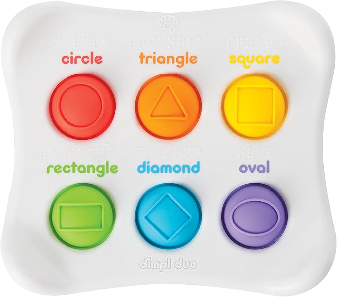Fat Brain Toys Dimpl Duo, Early Learning Sensory Toy for Babies 1 Year+ & Toddlers, Interactive Baby Toys with Braille, Fidget Toys
