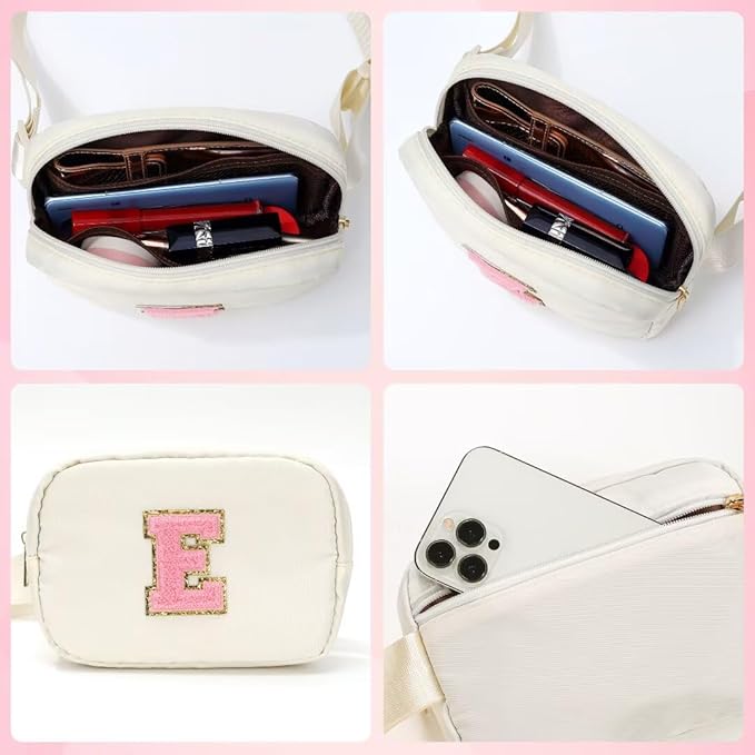 YOOLIFE 30th 40th 50th 60th 70th Birthday Gifts for Women Mom Daughter Friend, Personalized Gifts for Women, Initial Fanny Pack Belt Bag Crossbody Bags, Beige N
