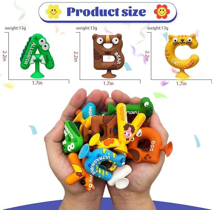 26PCS Suction Bath Toys, Alphabet Learning Tools, Kids Bath Toys, Party Favor, 3-12 Year Old Boy Girl Toddler Travel Toys, Bathtub Toys Spell Matching Letter Toys, Spelling Games
