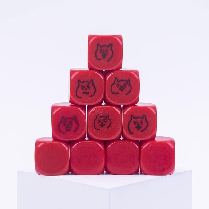 22MM Rounded Blank Six Sided Dice Lianshi Teaching Created Sesources Game Teaching Plastic Cubes Four Colors Choosable (10Pcs, Red)