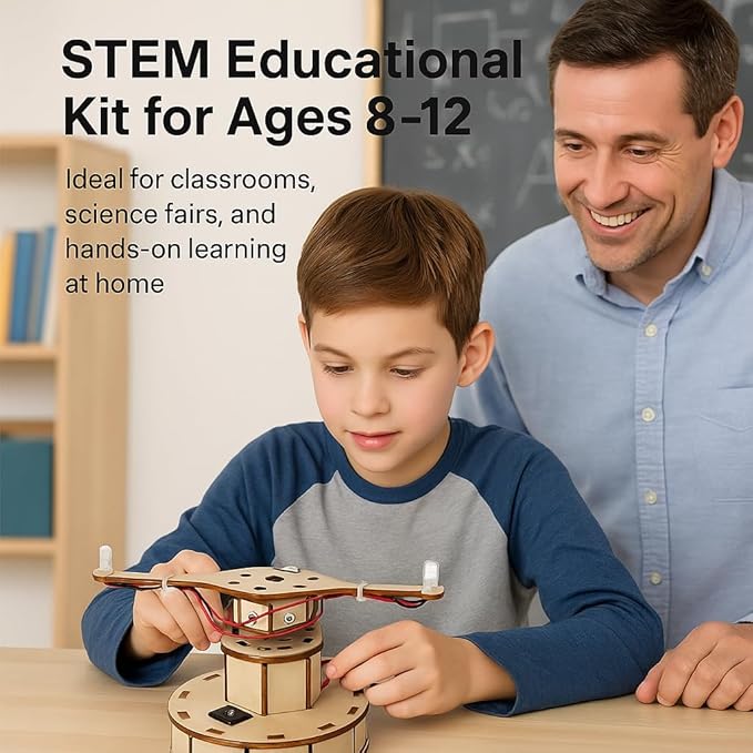 STEM Kits for Kids Age 8-10, STEM Toys for Boys 8-12, Wooden LED Spinner Model Building Kits, Wood 3D Puzzles 8-13, Science Crafts Projects, Gifts for 8 9 10 11 12 13 14 Year Old Teen Boys Girls