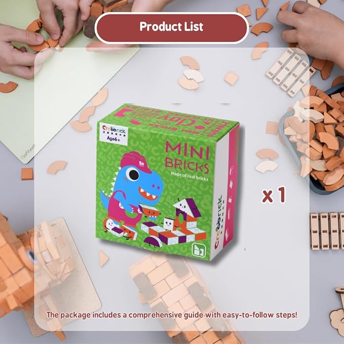Real Red Clay Mini Bricks Sets, Construction Education Toy for Kids 6+ Years Old, Craft Bricks for Adults, Realistic House, DIY Garden, STEM Building Set, Washable & Reusable | Rectangle Brick (50pcs)