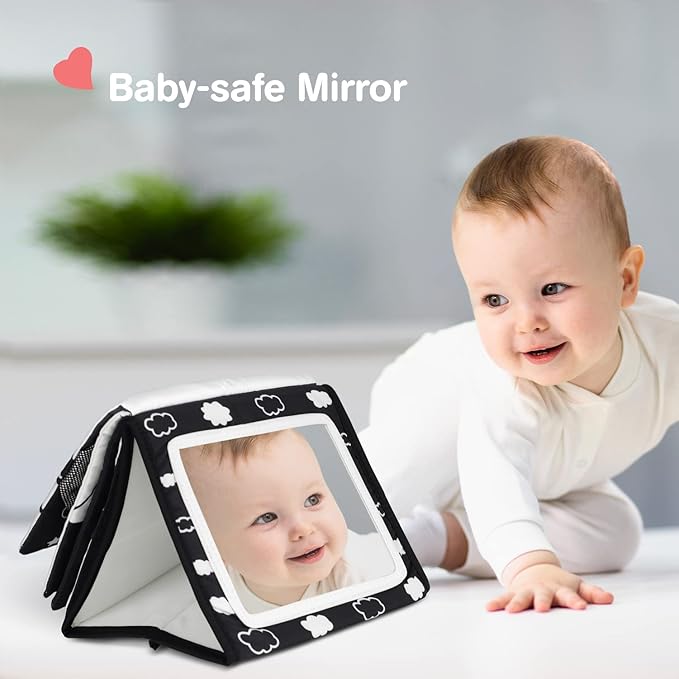 EverLove Tummy Time Mirror - High Contrast Baby Sensory Toys for 0-9 Months