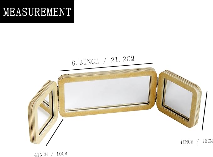 Tummy Time Mirror, 3 Panels, Montessori & Reggio-Inspired, Light Table Accessory, Multi-Angle Observation Mirror, Small Size