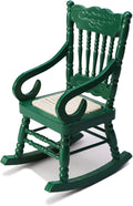 Dollhouse Miniature Rocking Chair 1:12 Scale Wooden Furniture Accessories Tiny Mini House Home Outdoor Cake Topper Decoration Model Living Room Scene Christmas Craft Displays (Green)