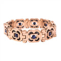 DIY Assembled Link Bracelet with Blue Gemstones - Elegant Statement Jewelry for Adult, Polished Link, Puzzle, Ceramic Style，Perfect for Gifting & Everyday Wear