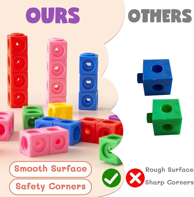300 Pcs Linking Cubes for Math with Storage Boxes, Kids Counting Blocks for Math STEM Connecting Cubes Math Manipulatives Classroom Learning Supplies for Preschool and Elementary Aged Kids