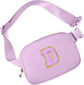 Gitus Gifts for 8 9 10 11 12 Year Old Girls Belt Bag Fanny Pack Crossbody Bags with Initial Letter Patch Cute Stuff Birthday Gifts for Teen Girls Women Personalized Trend Stuff (Lavender-D)
