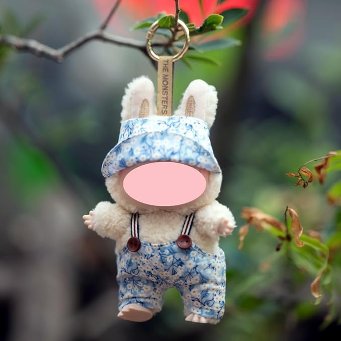 2-Piece Clothes for Labubu (NO Doll), Handmade Liberty Fabric Dress and Bow Set for 17CM Dolls, Cute Outfit Accessories (MITSI-Valeria)