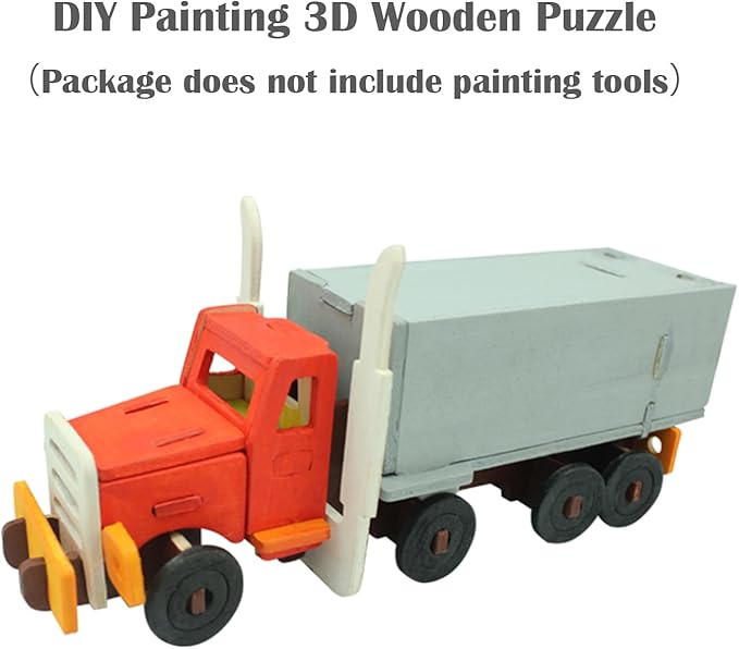 Georgie Porgy 3D Wooden Puzzles for Kids Toys Construction Woodcraft Kits DIY Model Puzzle Kits Birthday Gifts Pack of 3 (Pirate Ship Truck Motorcycle)